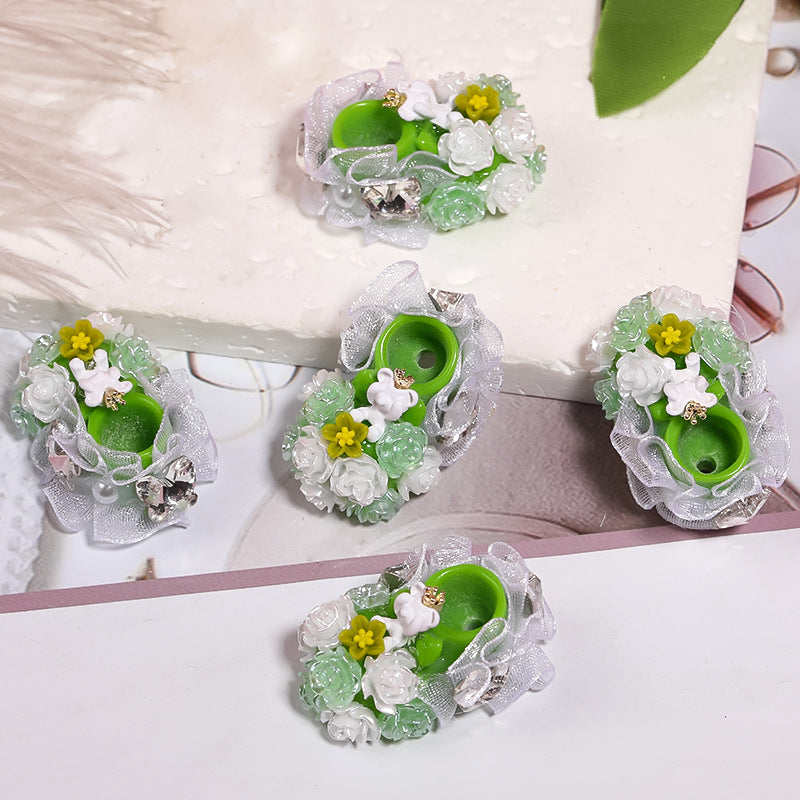Wholesale 10PCS Resin Camellia Crystal Shoes with Full Diamond Beads